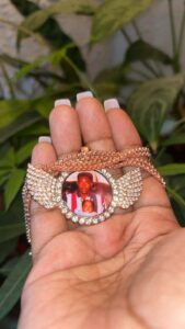 Custom Angel Wing Photo Necklace (Sublimation + Rhinestone Frame)