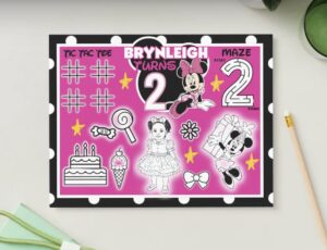 Custom Kids Activity Placemat Sheets (Party Table Mats) (Available in 8.5x11 or 11x17 – Sold by the Dozen)